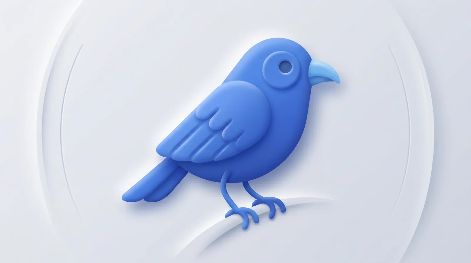 Pássaro azul em estilo neumorphism.