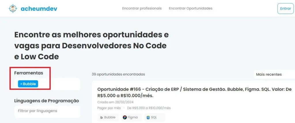 Acheumdev: Vagas para desenvolvedor Bubble
