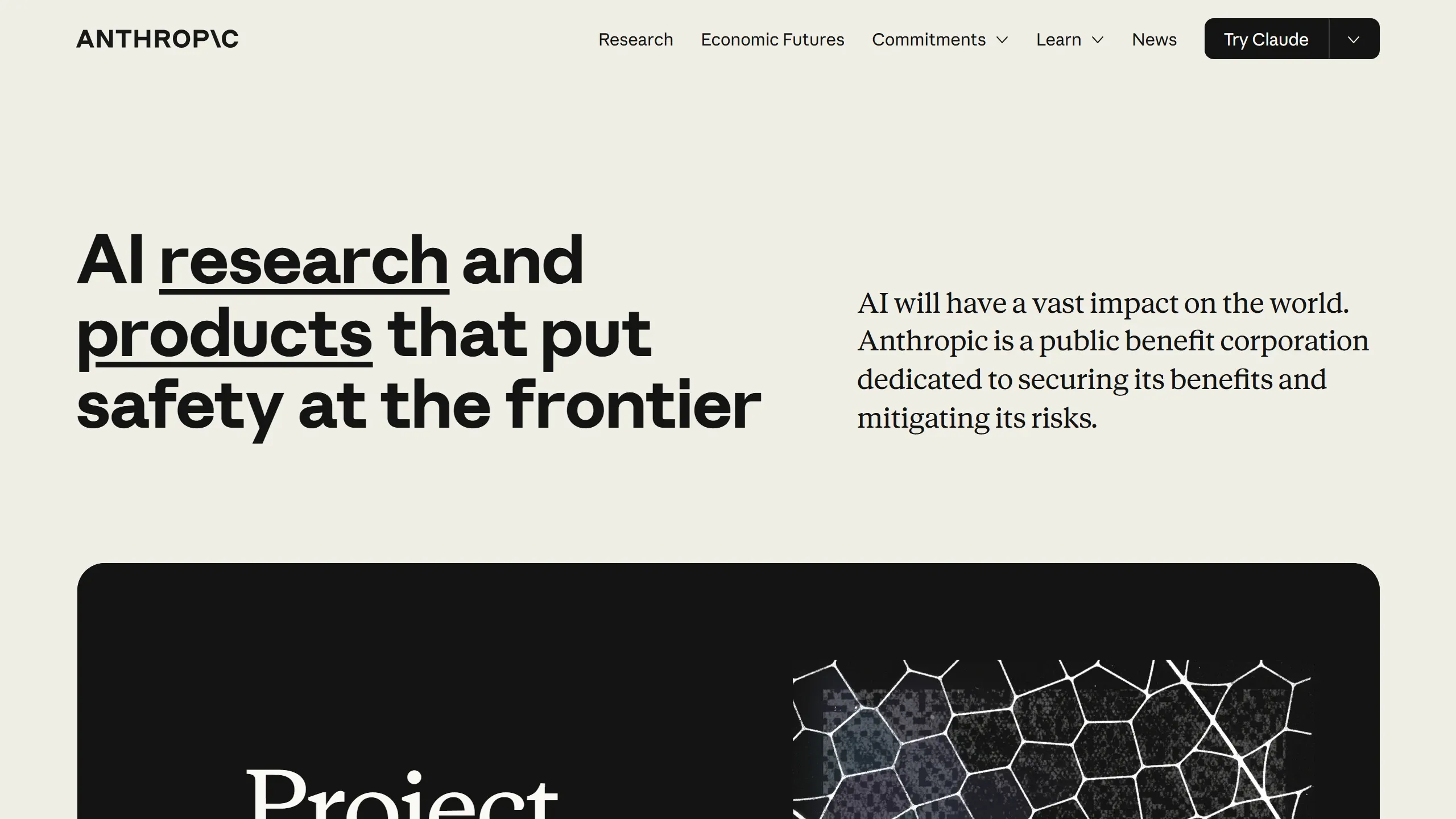 Home da Anthropic, empresa por trás do Claude e do Project Glasswing