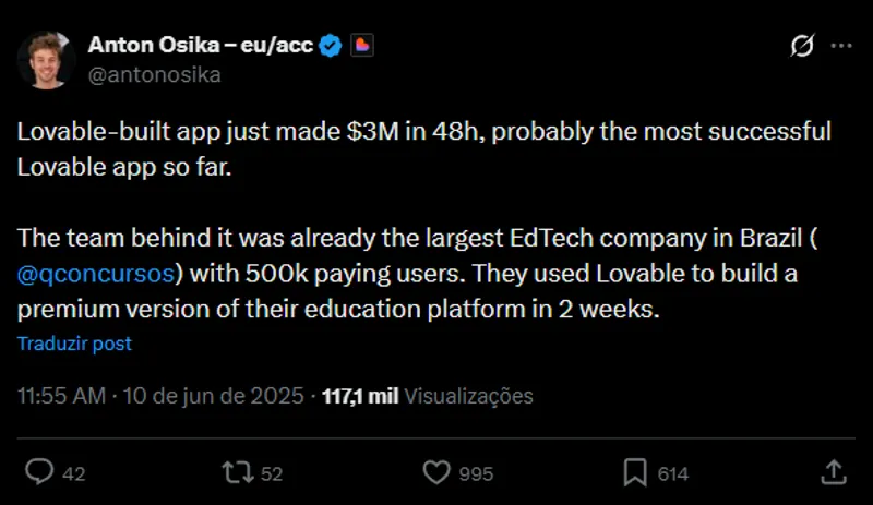 Como a Qconcursos Faturou R$ 15 Milhões em 48 Horas com Lovable (e Vibe Coding)