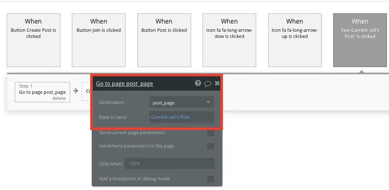 Bubble No Code Reddit Clone Go To Post Page Workflow