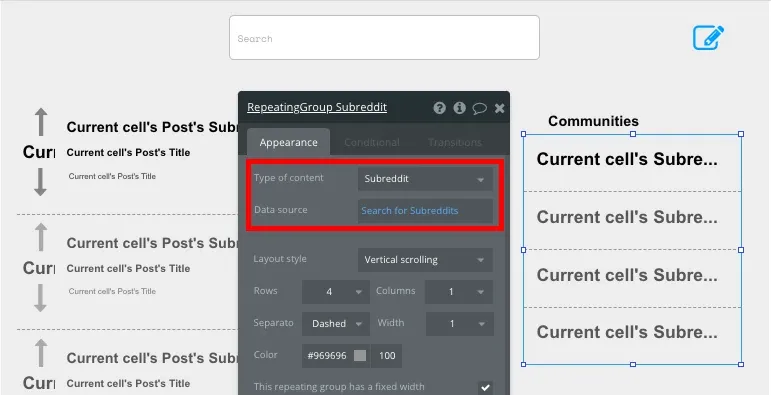 Criar site de comunidades como o Reddit Repeating Group Subreddit