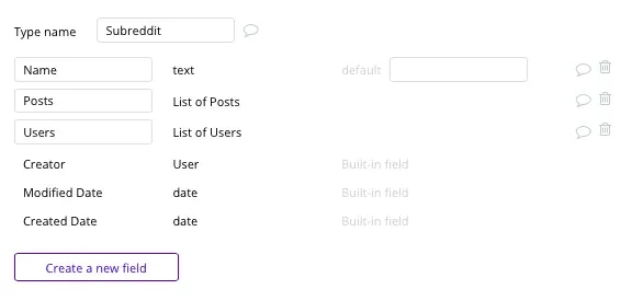 Criar site de comunidades como o Reddit Tipos de Dados e Campos