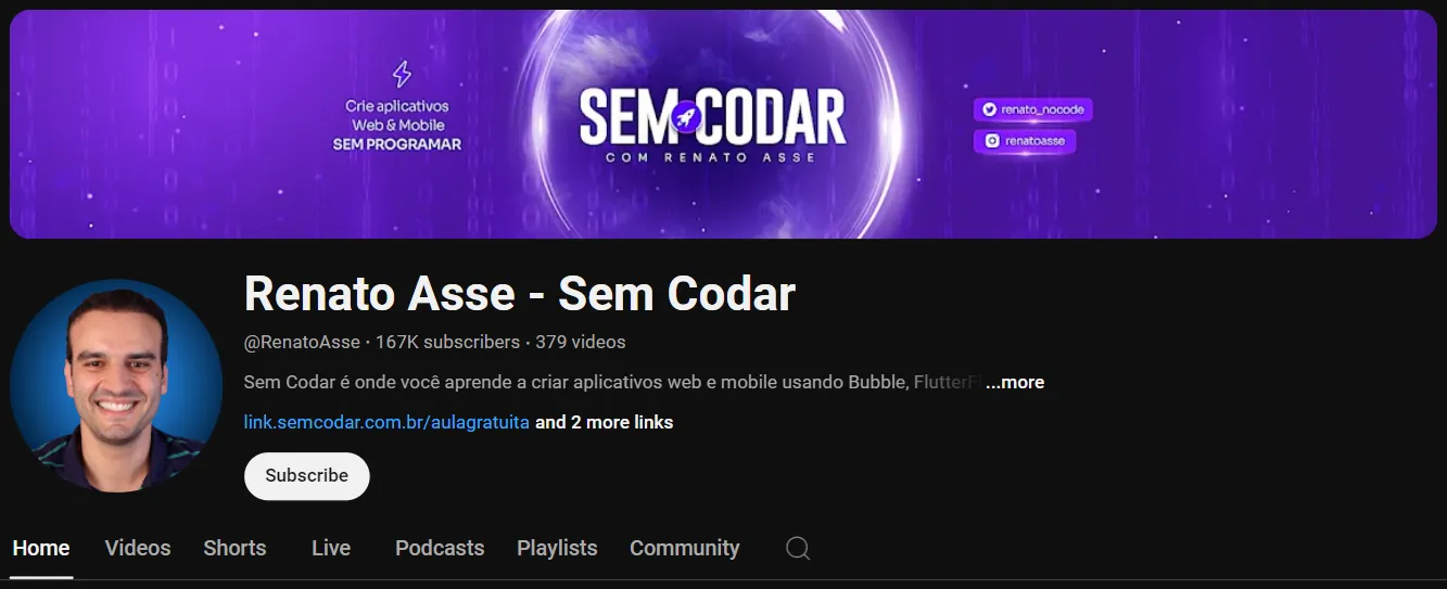 Canal Renato Asse no Youtube.