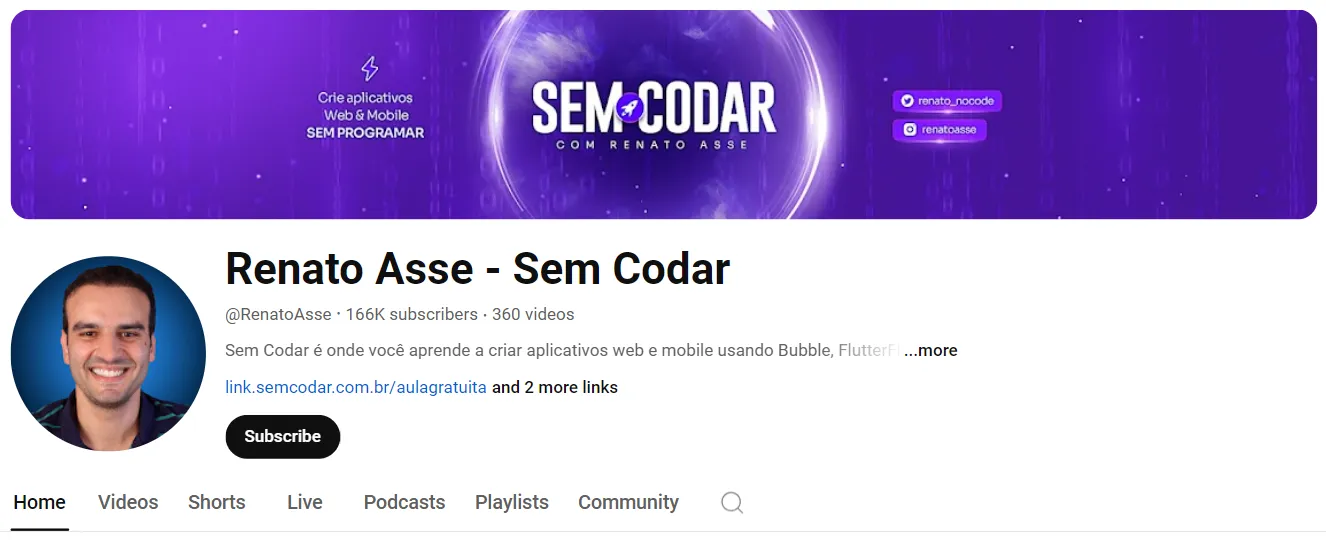 Canal Renato Asse no YouTube.