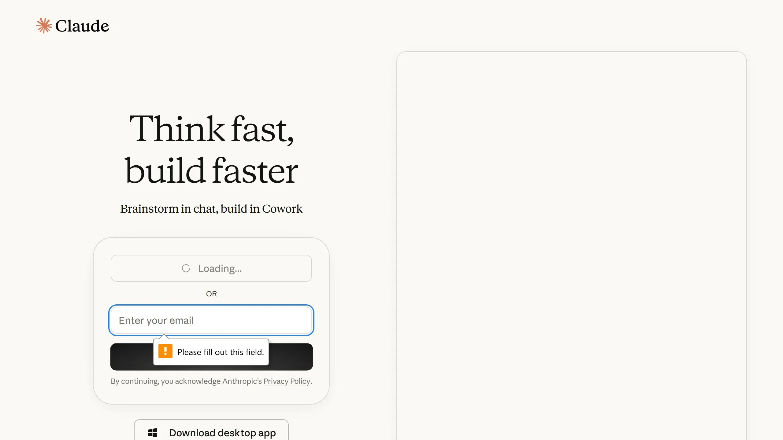Home do Claude.ai capturada: interface limpa com campo de texto e opções de modelo