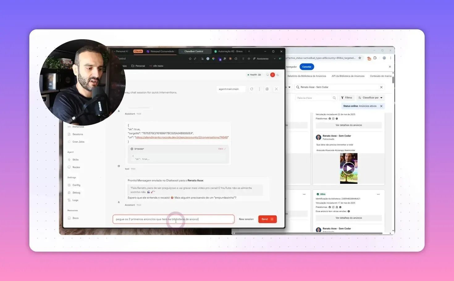Exemplo de captura de anúncios da Meta