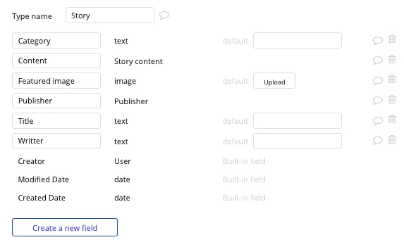 Como criar um aplicativo de notícias Tipos de dados e campos