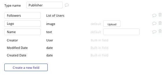 Como criar um aplicativo de notícias Tipos de dados e campos
