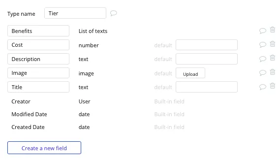 Bubble No Code Patreon Clone Tier Data Type and Fields