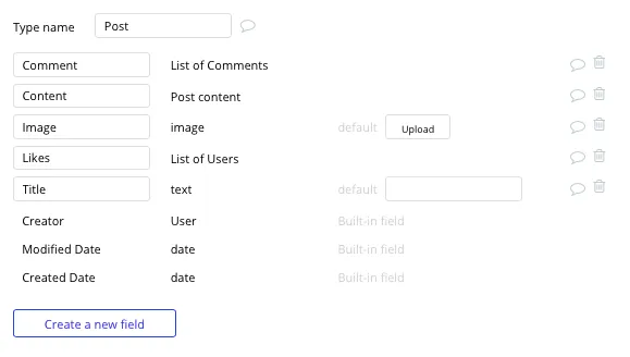 Bubble No Code Patreon Clone User Data Types and Fields