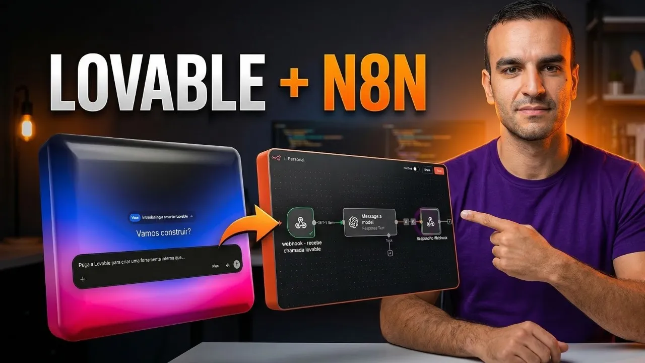 Thumbnail do vídeo sobre integração Lovable e n8n