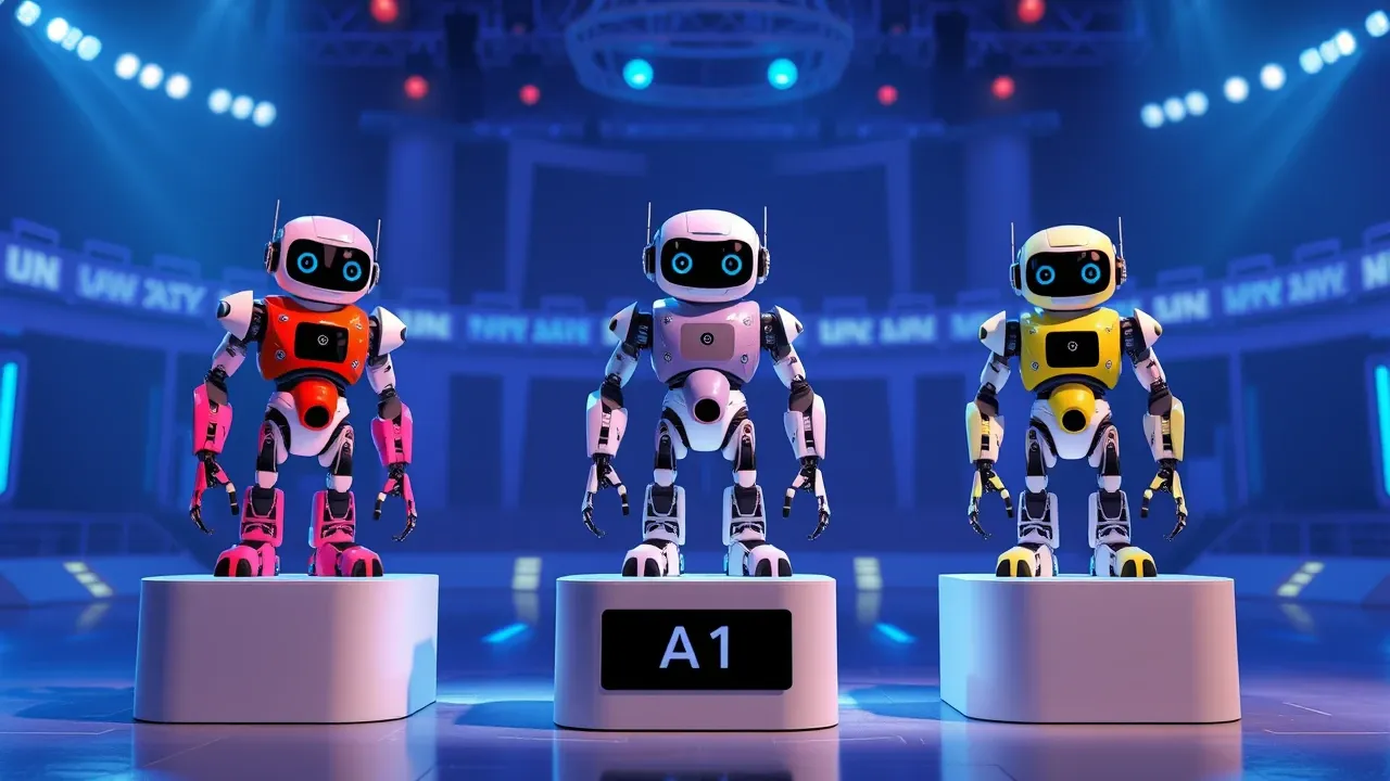 Ilustração comparando as três plataformas de agente IA: ChatVolt, Voiceflow e Botpress