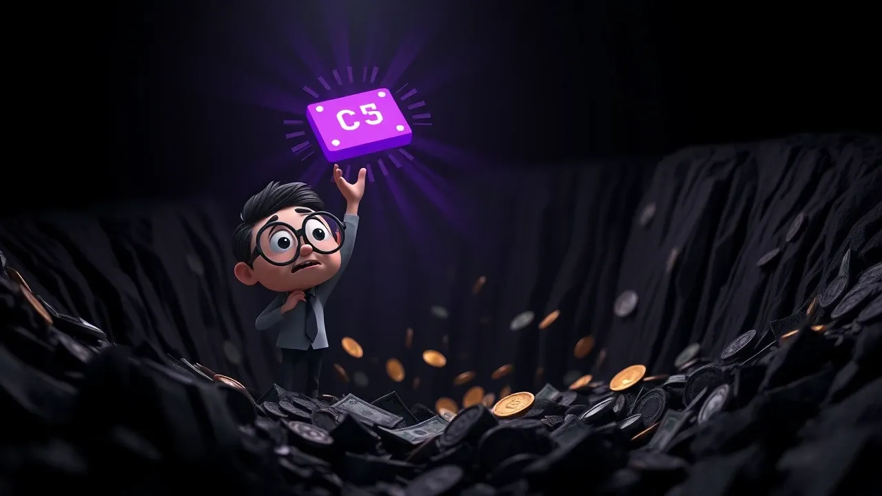 Ilustração mostrando o paradoxo financeiro da OpenAI e o chip como saída