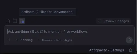 Acesso aos artefatos no editor