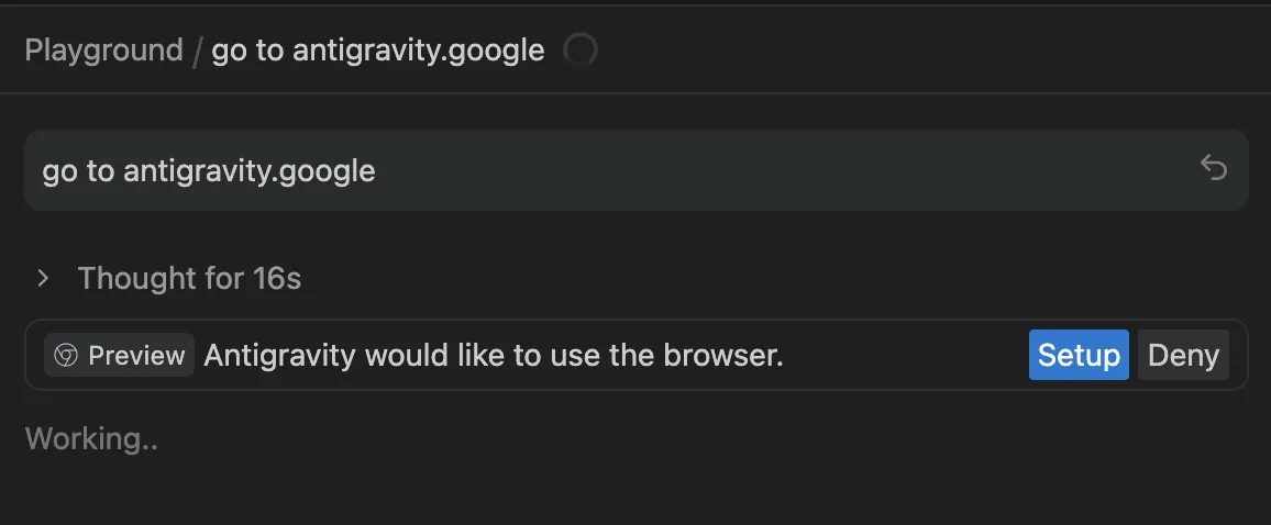 Botão de Setup do navegador