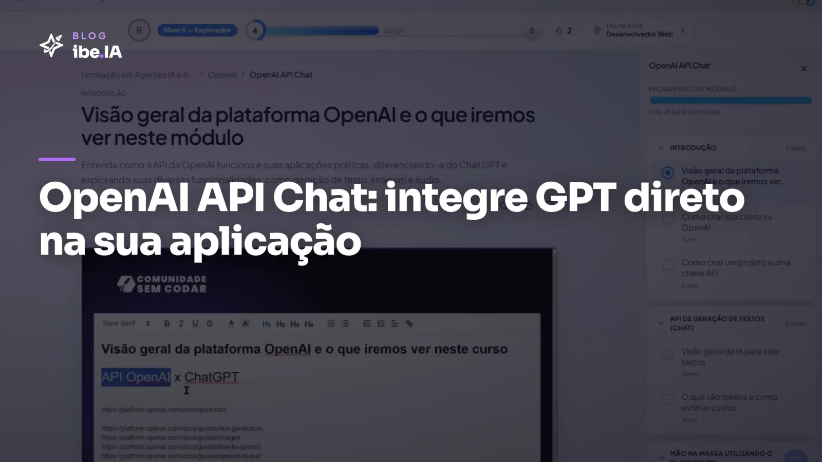 OpenAI API Chat: o módulo da Formação em Agentes IA que ensina a integrar GPT direto na sua aplicação