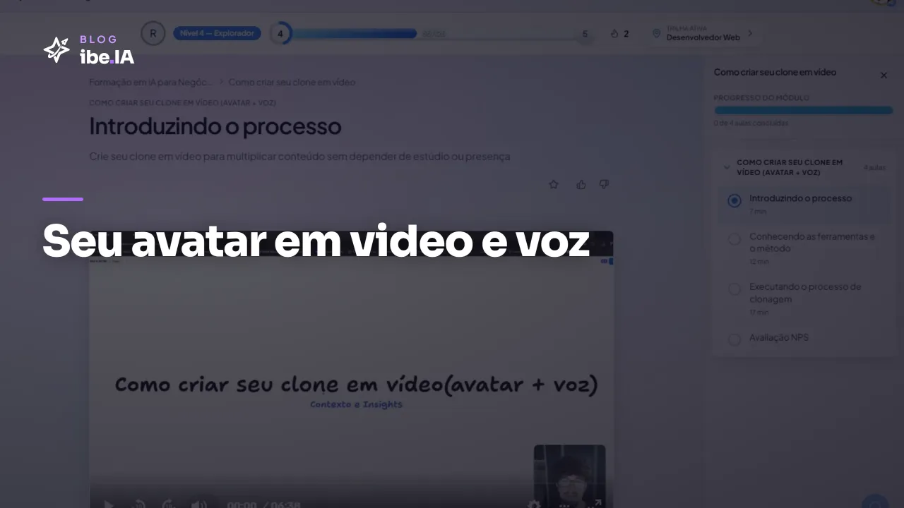 Clone IA em Vídeo e Voz: o módulo que ensina avatar em movimento com voz própria