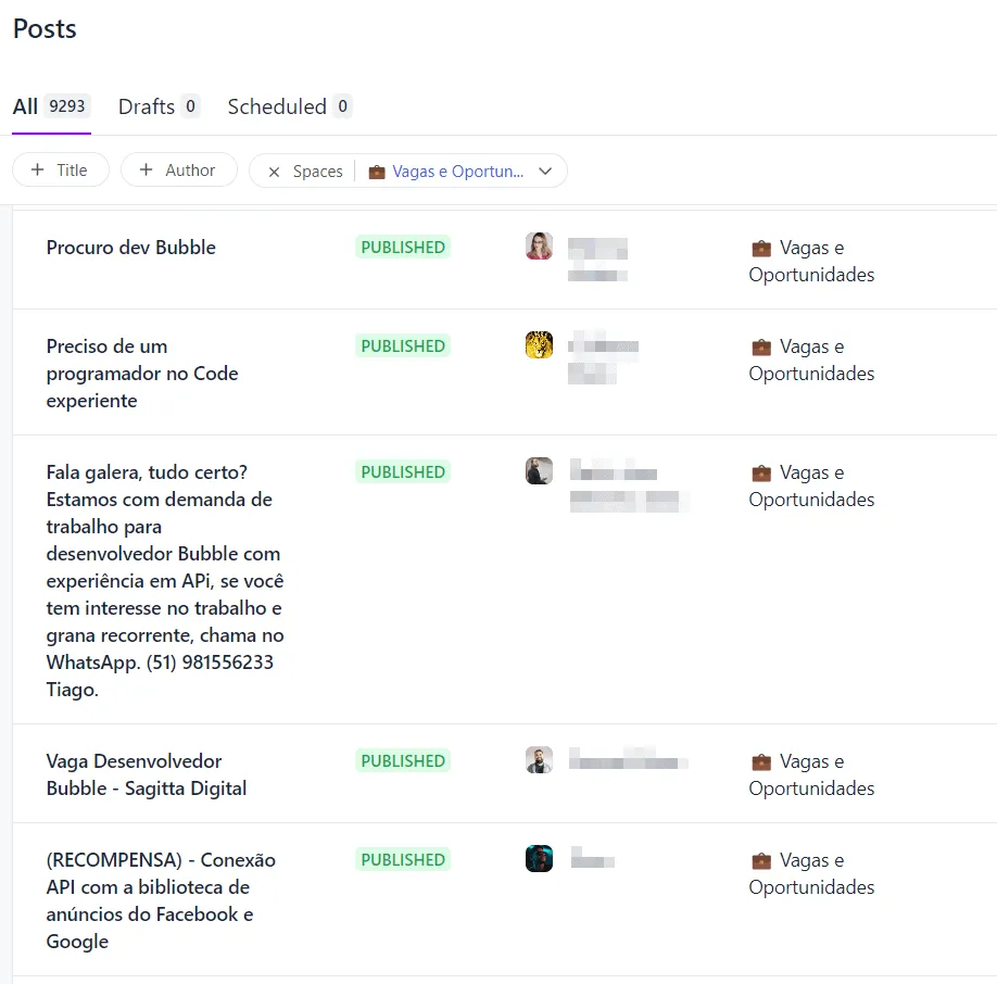 Vagas de trabalho para Desenvolvedores Bubble na Comunidade Sem Codar