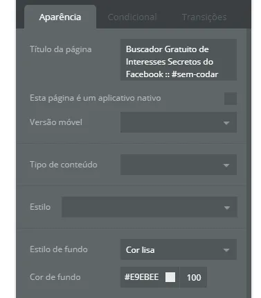 Captura de tela do editor traduzido para PT-BR