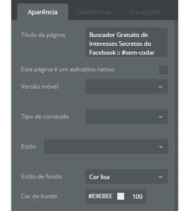 Captura de tela do editor traduzido para PT-BR