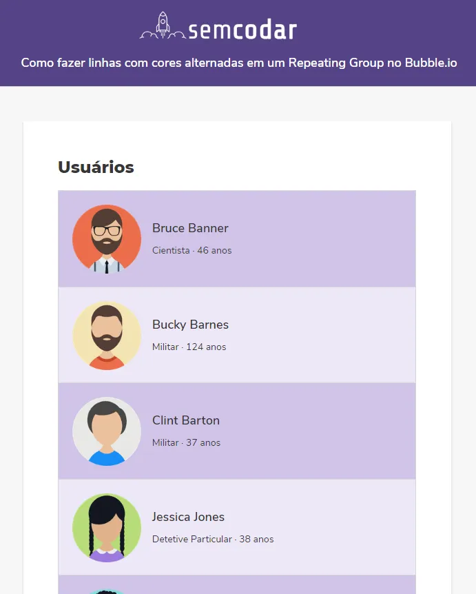 Tabela com cores alternadas após formatação