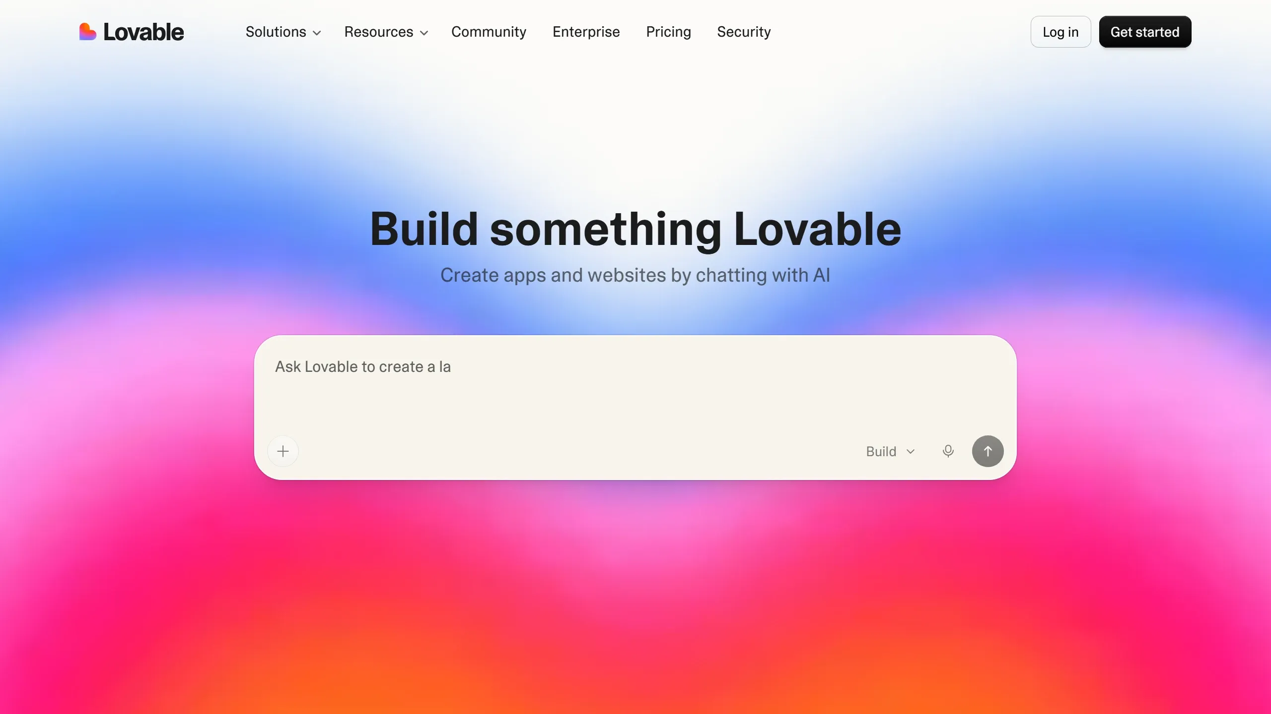 Interface da plataforma Lovable