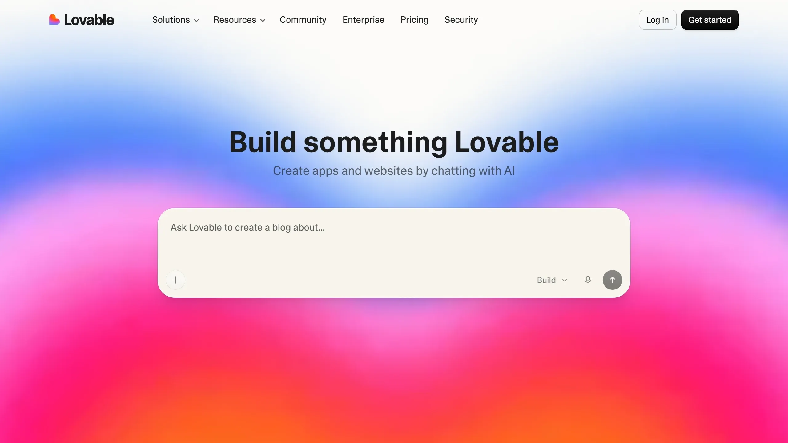 Print da home do Lovable mostrando app builder com interface visual