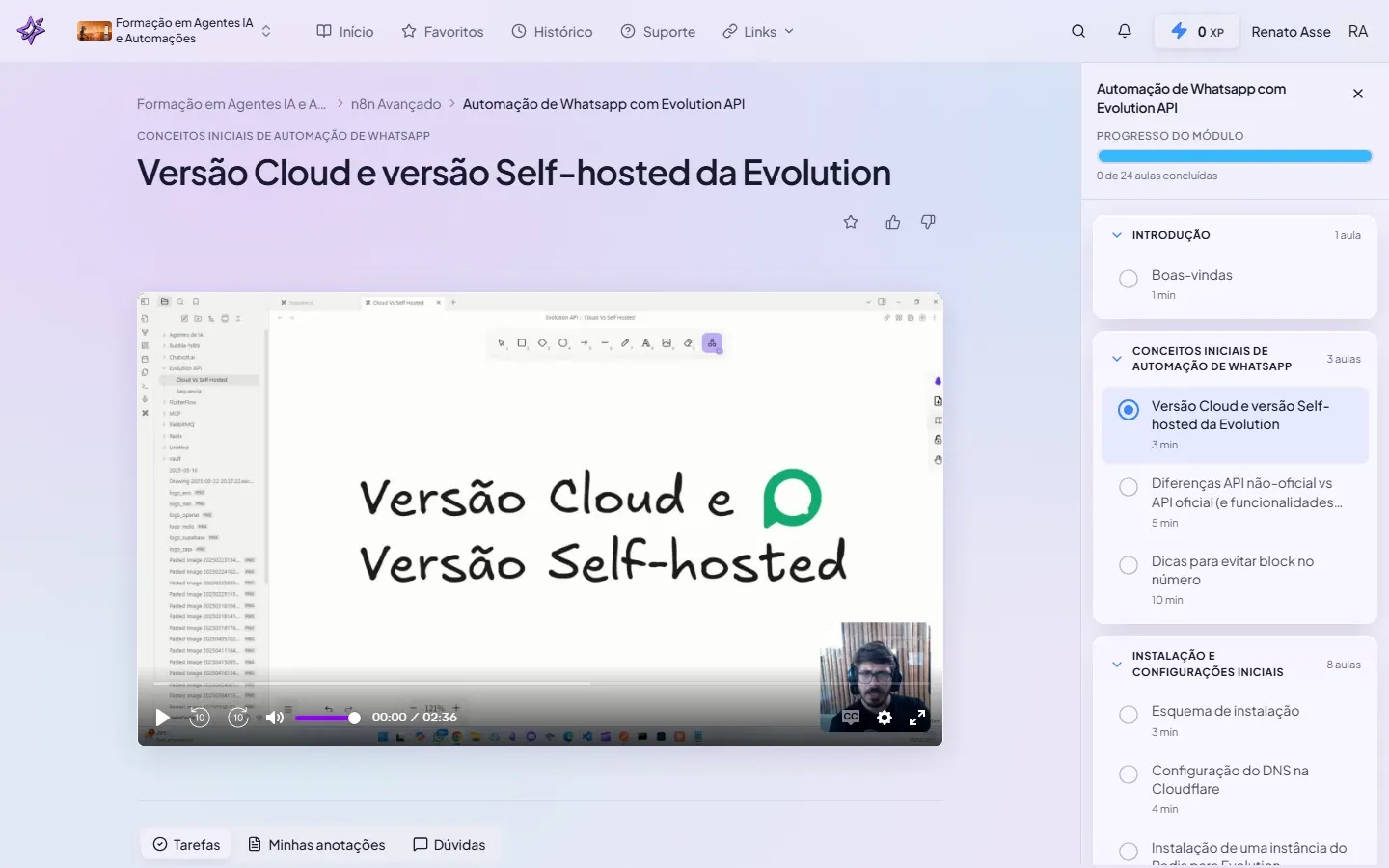 Print da primeira aula do módulo Evolution API