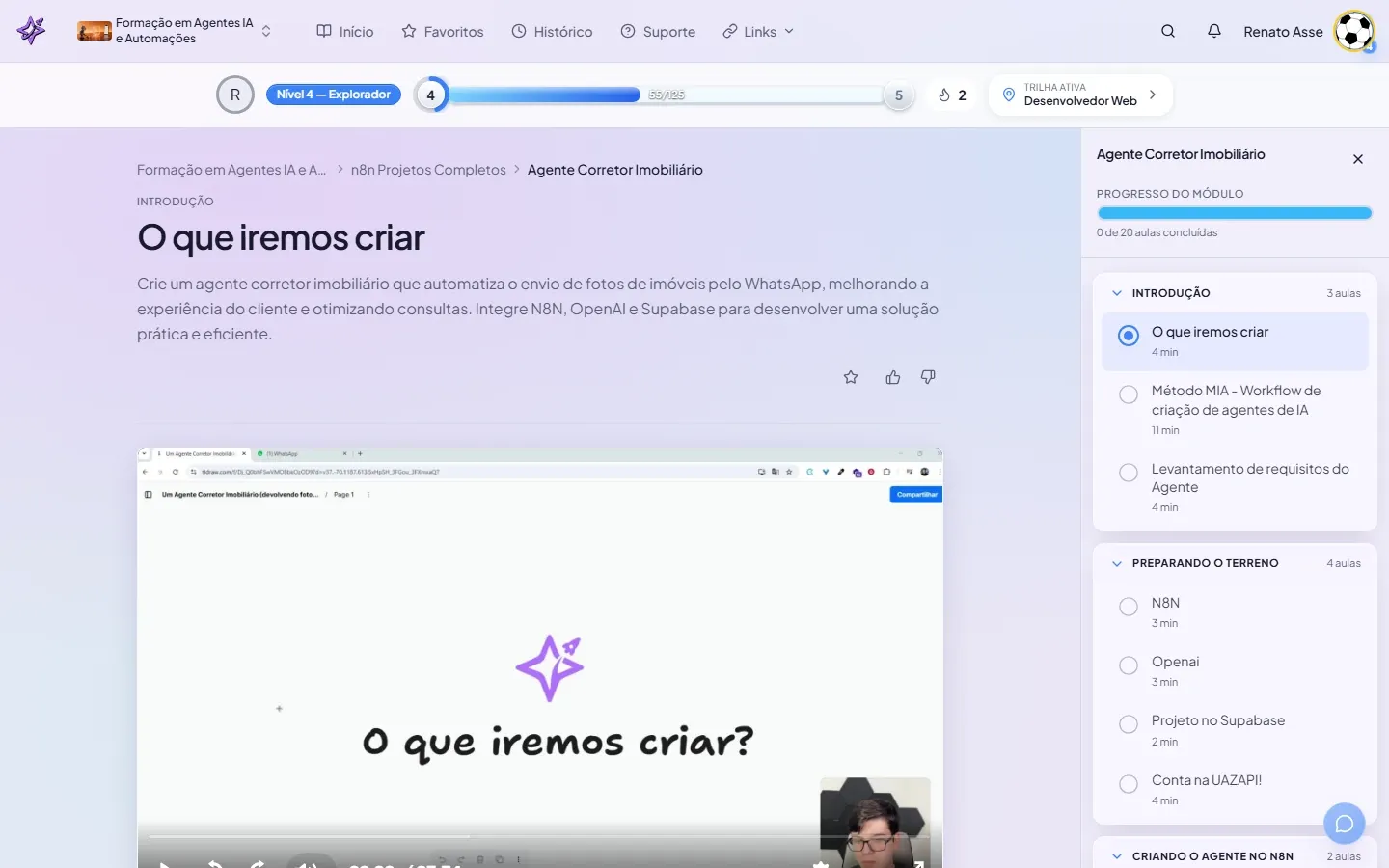 Página de abertura do módulo Agente Corretor Imobiliário no n8n