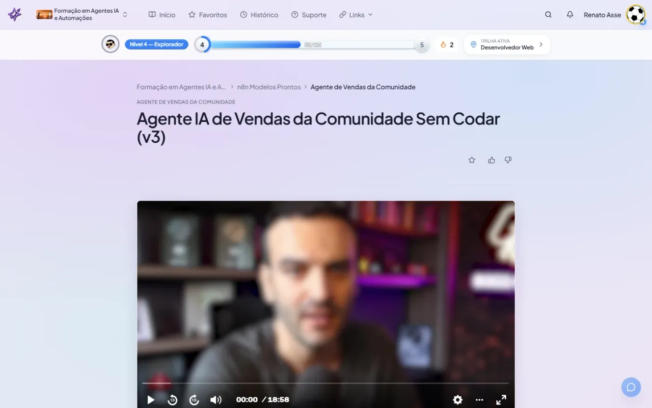 Template Agente de Vendas no n8n: o módulo que entrega fluxo de venda pronto pra adaptar
