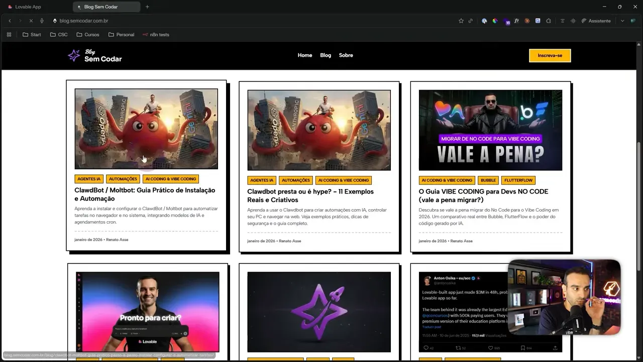 Captura de tela da página inicial do blog Sem Codar