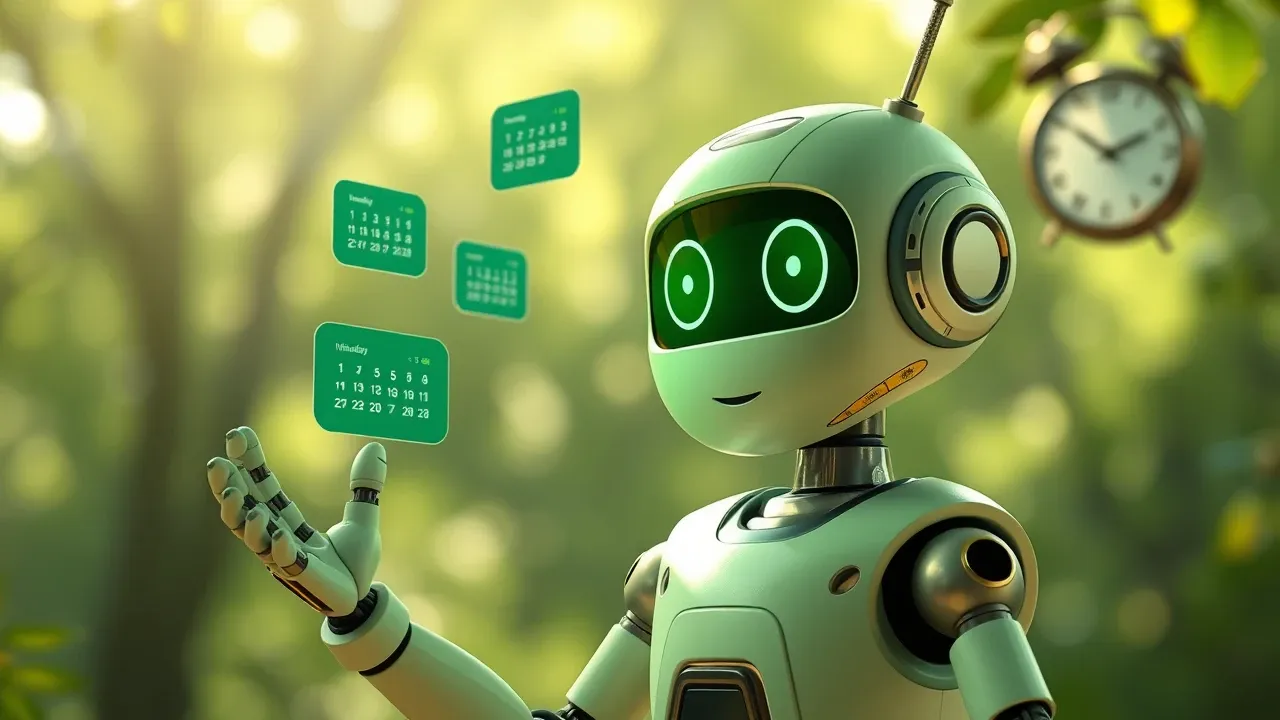 Agente IA 3D animado respondendo mensagens de WhatsApp em interface de chat futurista verde esmeralda com horários flutuando