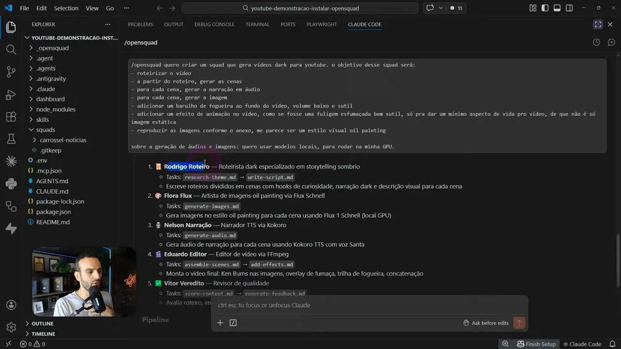 Detalhe do squad no OpenSquad