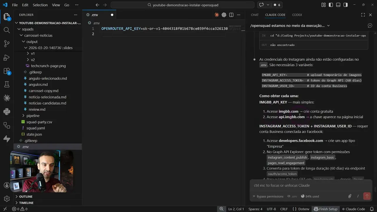 Status das variáveis de ambiente para publicação