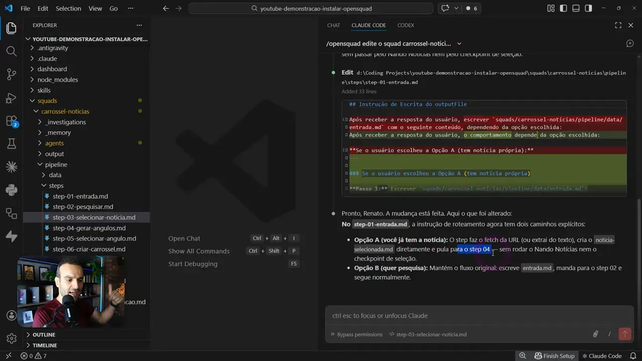 Ajustes de roteamento no pipeline