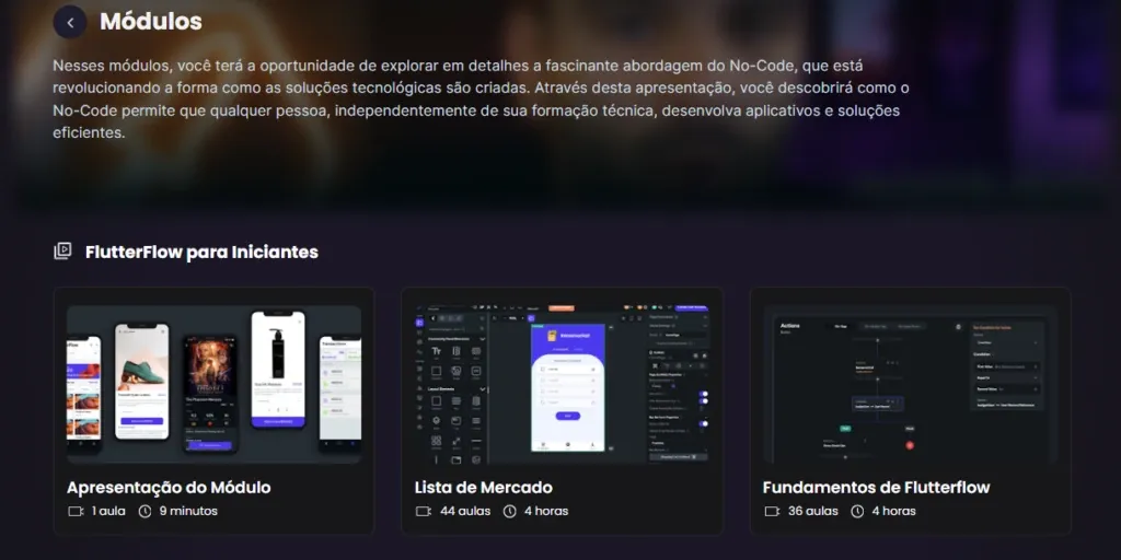 Print do curso: FlutterFlow para Iniciantes.