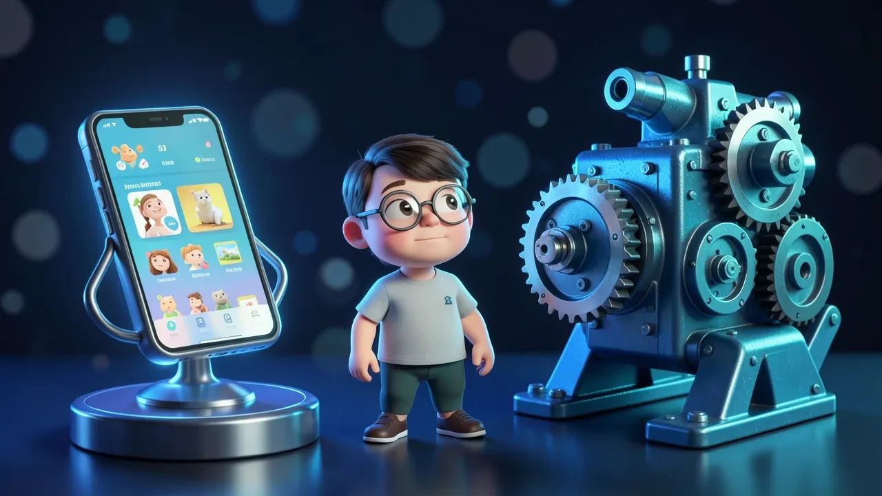 De um lado um app-brinquedo frágil, do outro uma máquina robusta funcionando