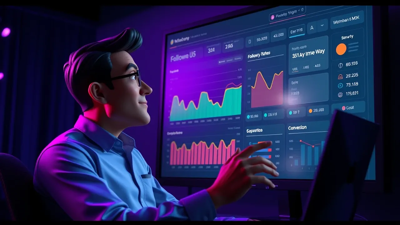 Dashboard de métricas comerciais mostrando taxa de resposta e conversão de follow-ups automatizados com inteligência artificial