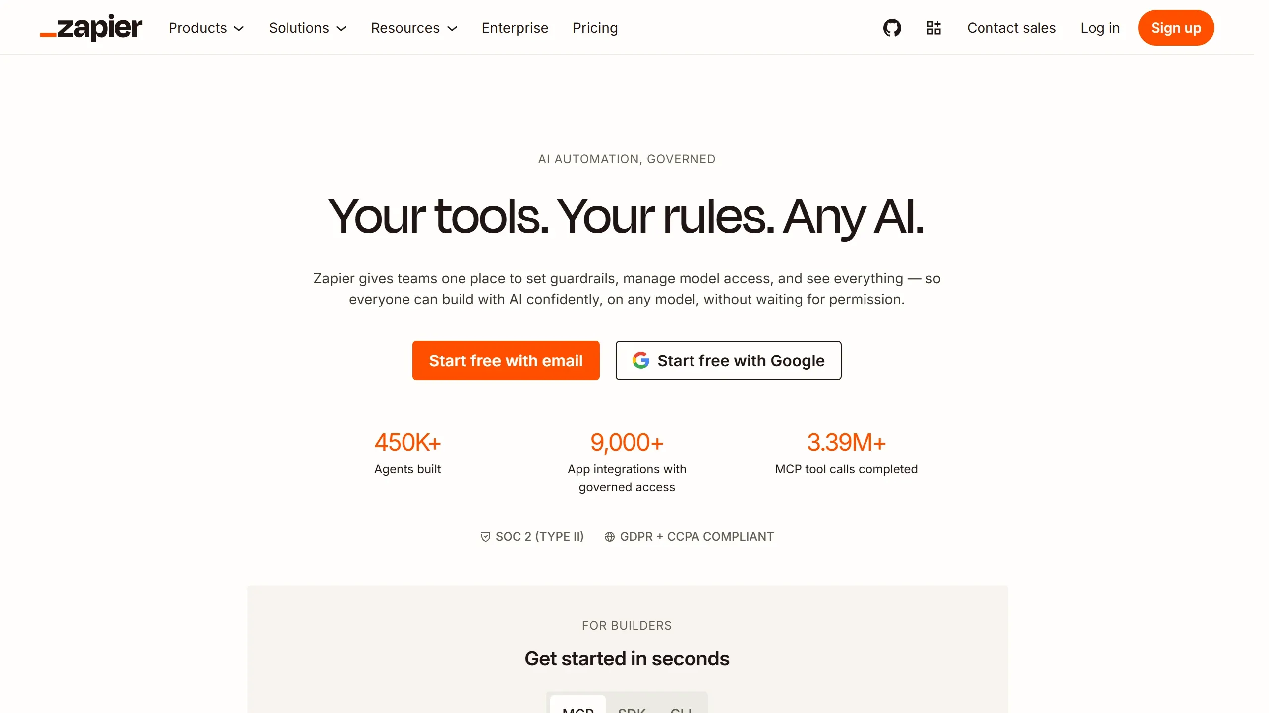 Print da home do Zapier mostrando interface de automação